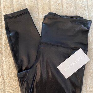 Athleta Black Elation Shine Tight, Size Petite M, NWT.